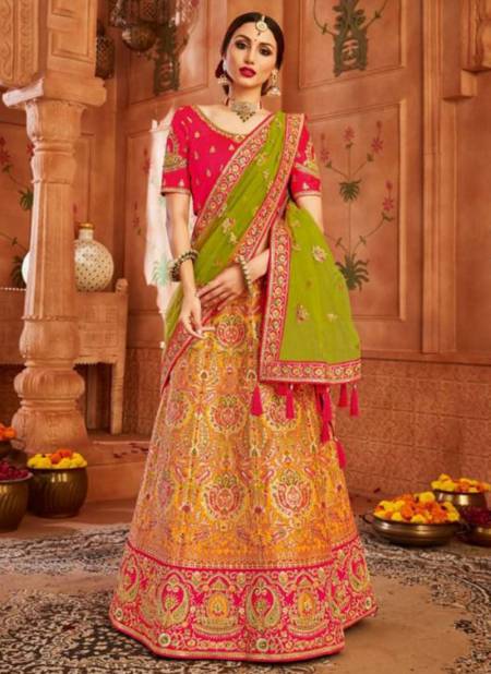 Yellow Colour Gajraj New Designer Festive Wear Heavy Silk Lehenga Choli Collection 110
